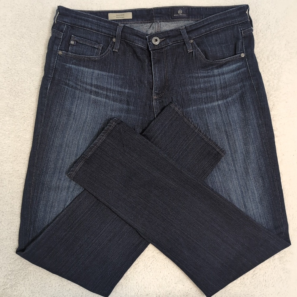 AG Jeans Womens The Stevie Slim Straight Size 31 33x31"Dark Wash Denim Stretch